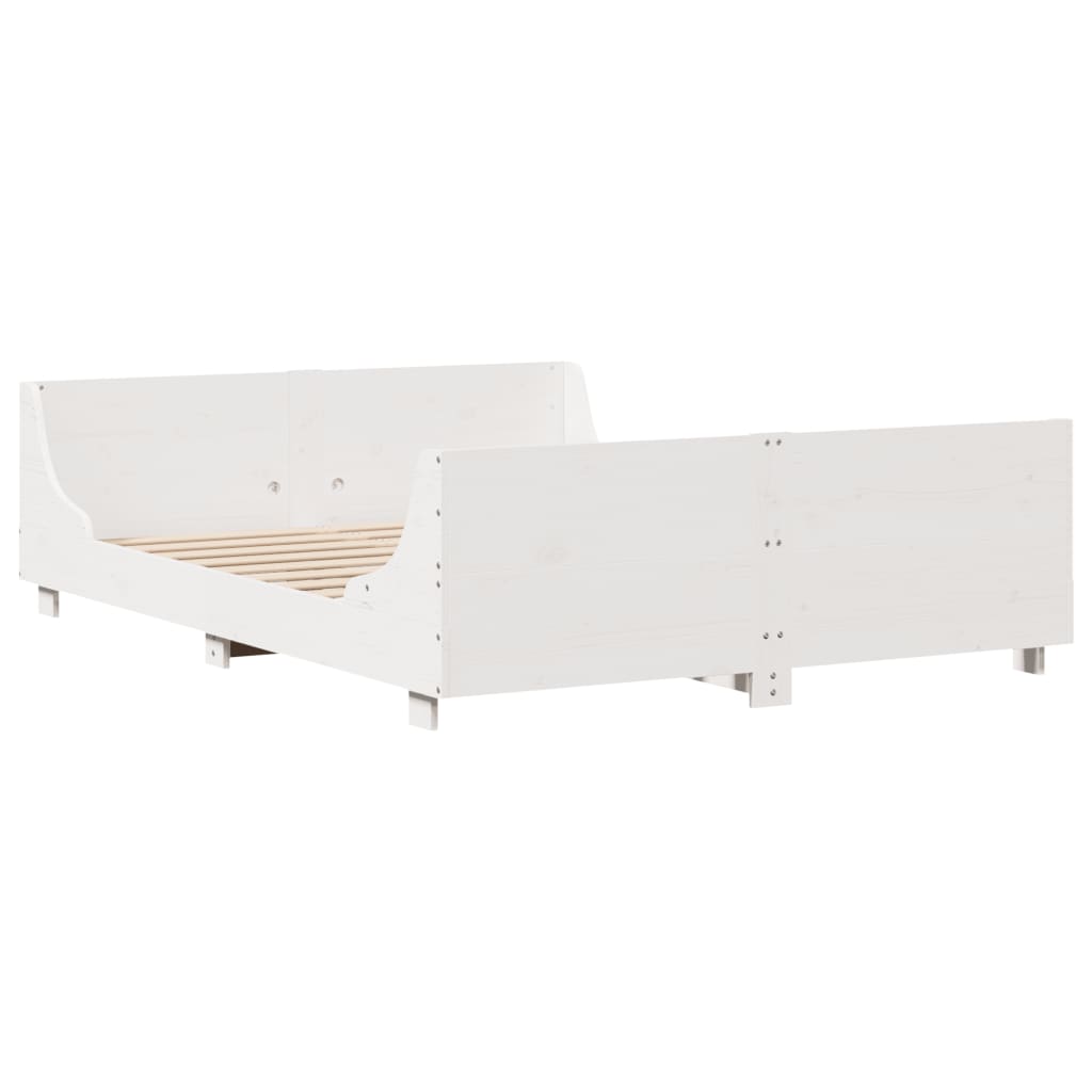 Letto senza Materasso Bianco 135x190 cm Legno Massello di Pino | homemem39