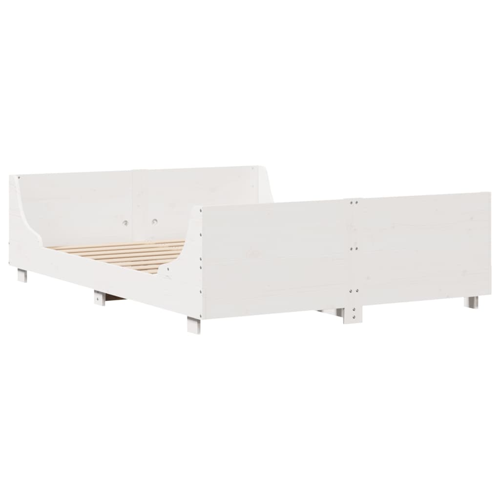 Letto senza Materasso Bianco 135x190 cm Legno Massello di Pino | homemem39