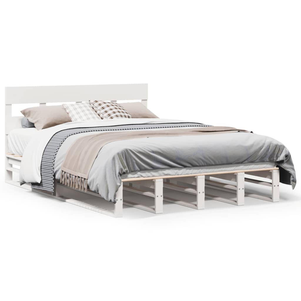 Letto senza Materasso Bianco 120x200 cm Legno Massello di Pino | homemem39