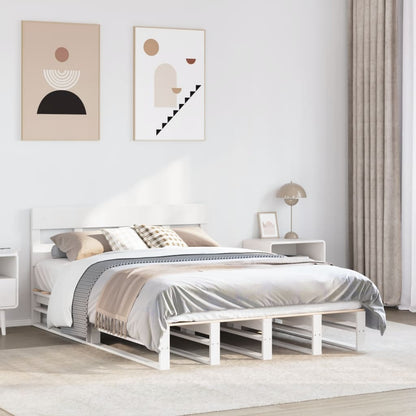Letto senza Materasso Bianco 140x200 cm Legno Massello di Pino | homemem39