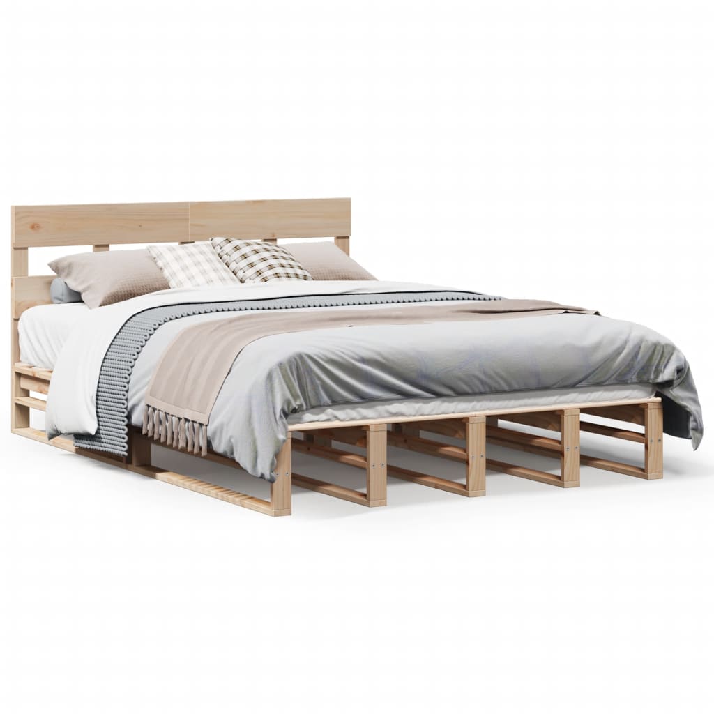Letto senza Materasso 150x200 cm in Legno Massello di Pino | homemem39