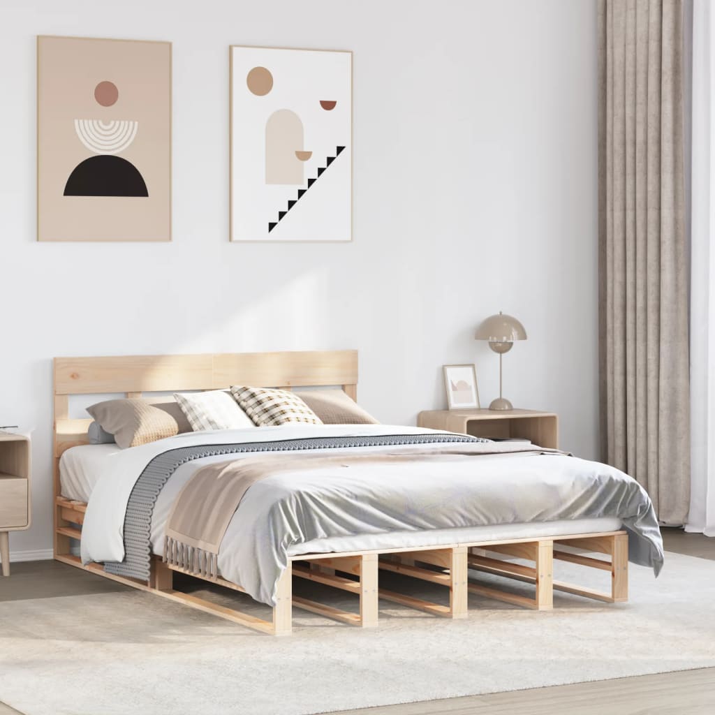 Letto senza Materasso 150x200 cm in Legno Massello di Pino | homemem39