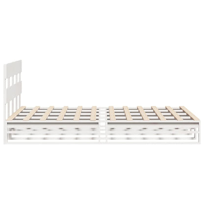 Letto senza Materasso Bianco 150x200 cm Legno Massello di Pino - homemem39