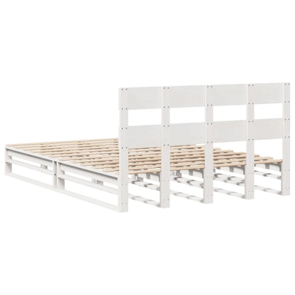 Letto senza Materasso Bianco 150x200 cm Legno Massello di Pino - homemem39