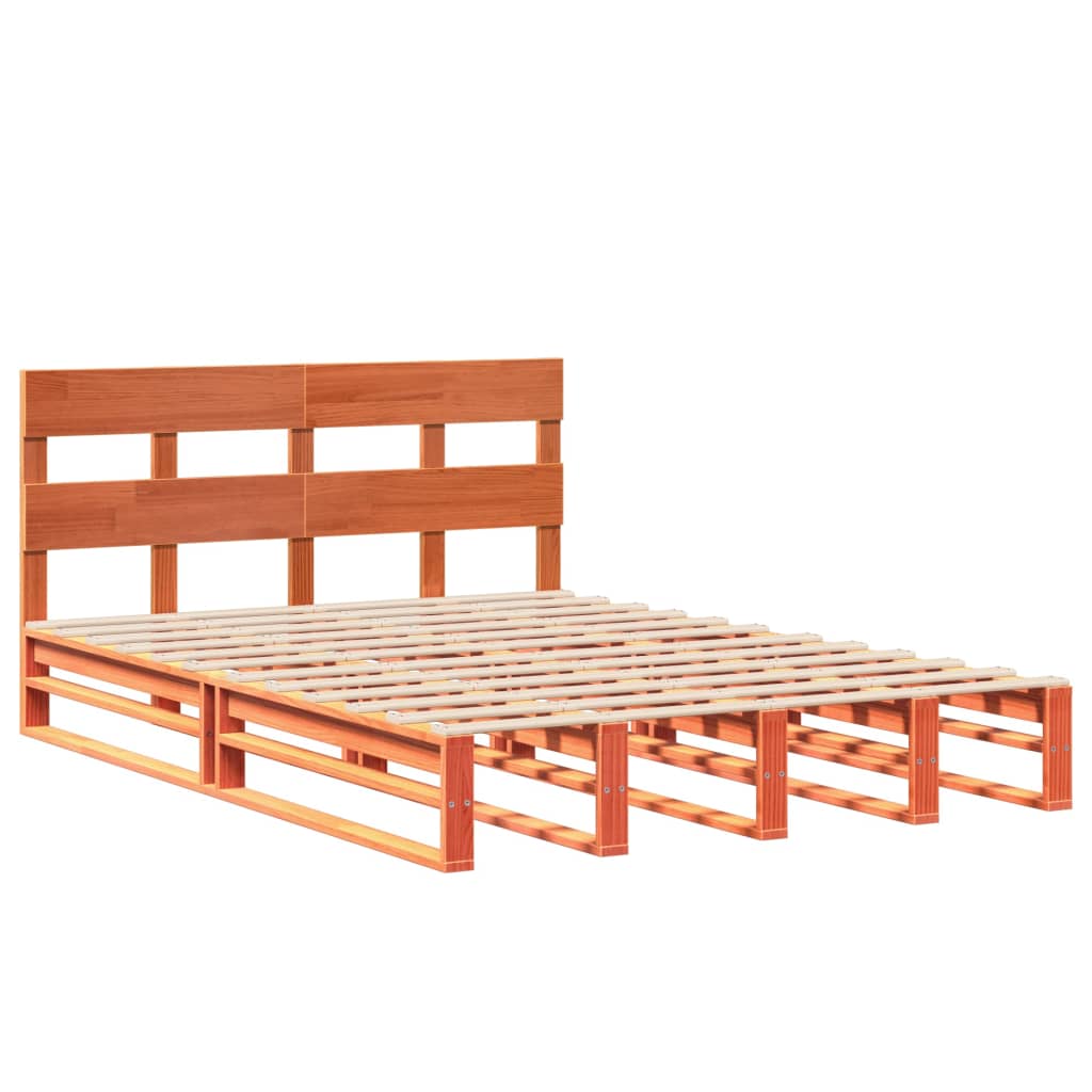 Letto senza Materasso Marrone Cera 150x200 cm in Legno di Pino | homemem39