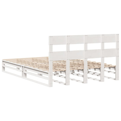Letto senza Materasso Bianco 160x200 cm Legno Massello di Pino