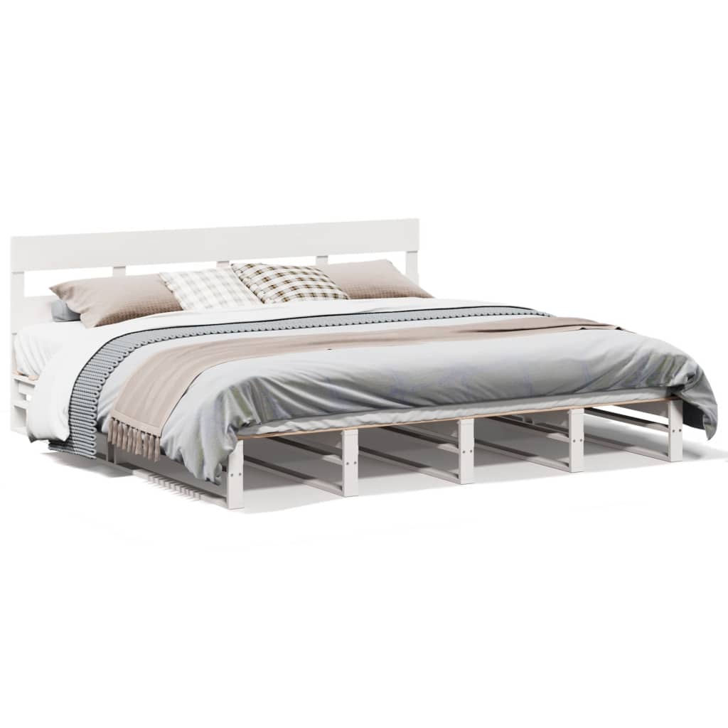 Letto senza Materasso Bianco 180x200 cm Legno Massello di Pino | homemem39