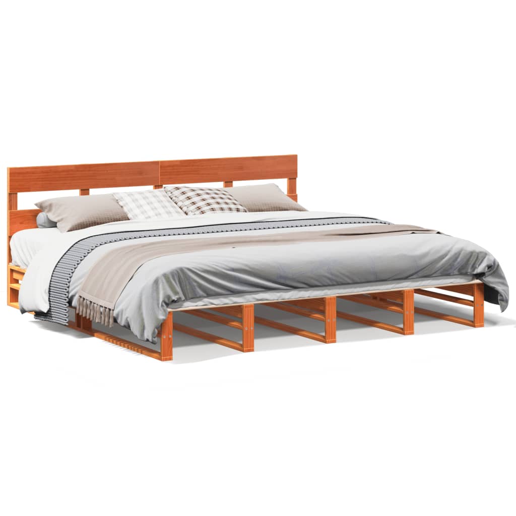 Letto senza Materasso Marrone Cera 180x200 cm in Legno di Pino | homemem39