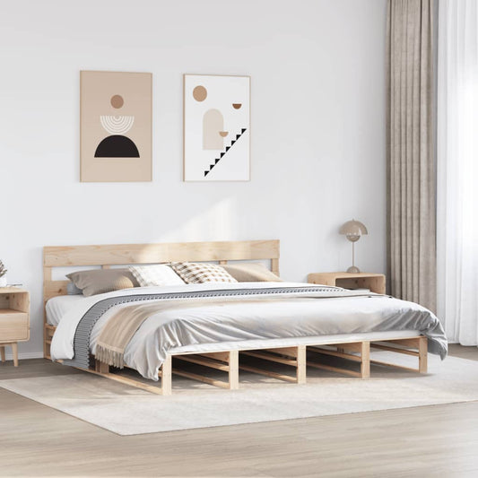 Letto senza Materasso 200x200 cm in Legno Massello di Pino - homemem39