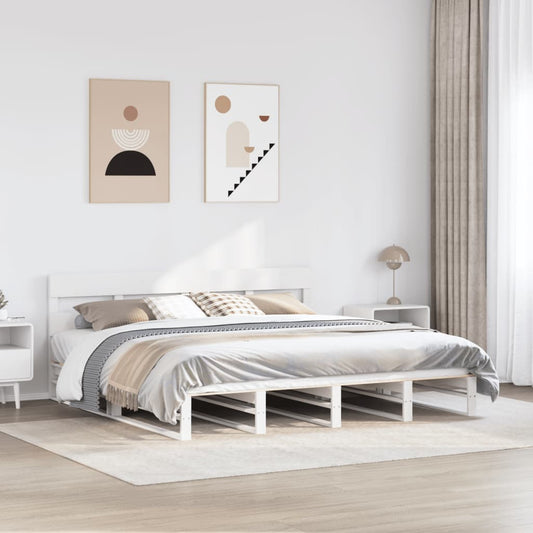 Giroletto senza Materasso Bianco 200x200 cm Legno Massello Pino - homemem39