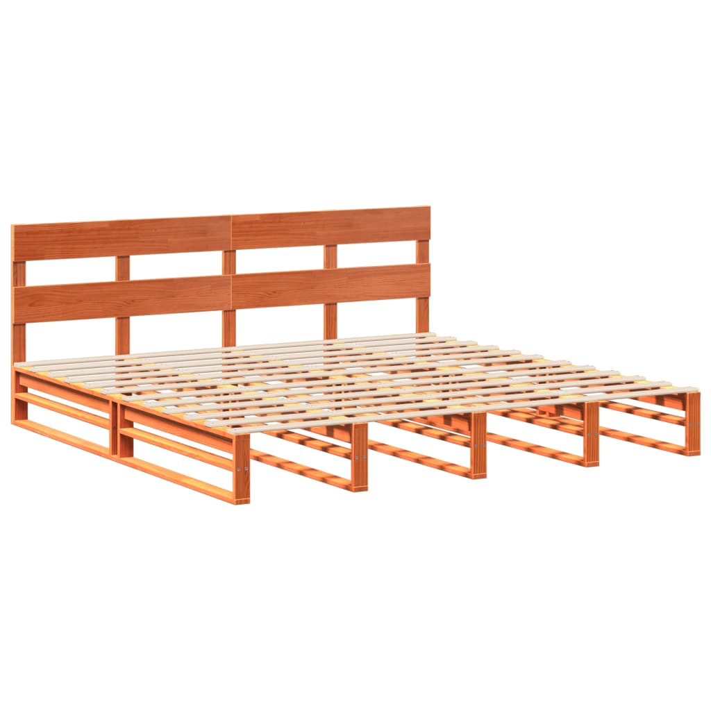 Letto senza Materasso Marrone Cera 200x200 cm in Legno di Pino | homemem39