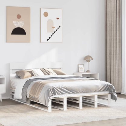 Letto senza Materasso Bianco 120x190 cm Legno Massello di Pino | homemem39