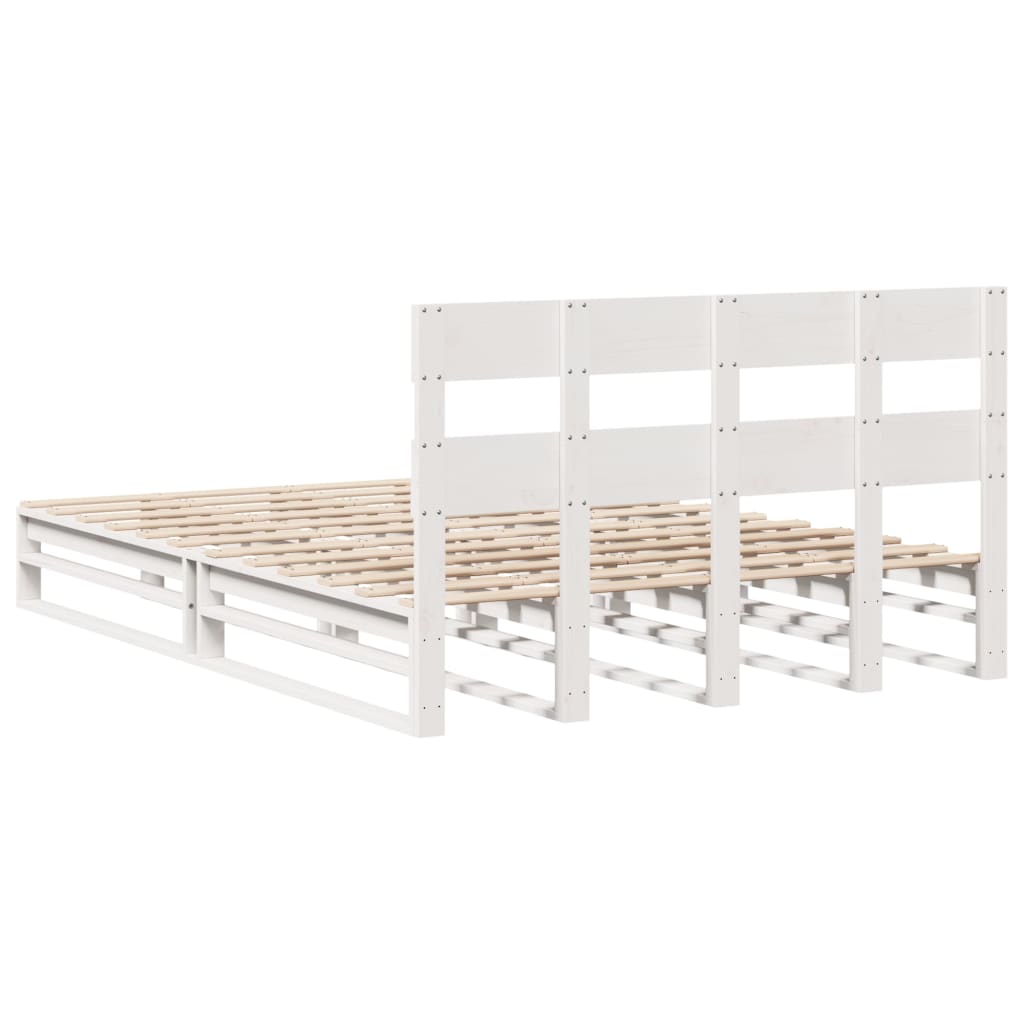 Letto senza Materasso Bianco 135x190 cm Legno Massello di Pino - homemem39