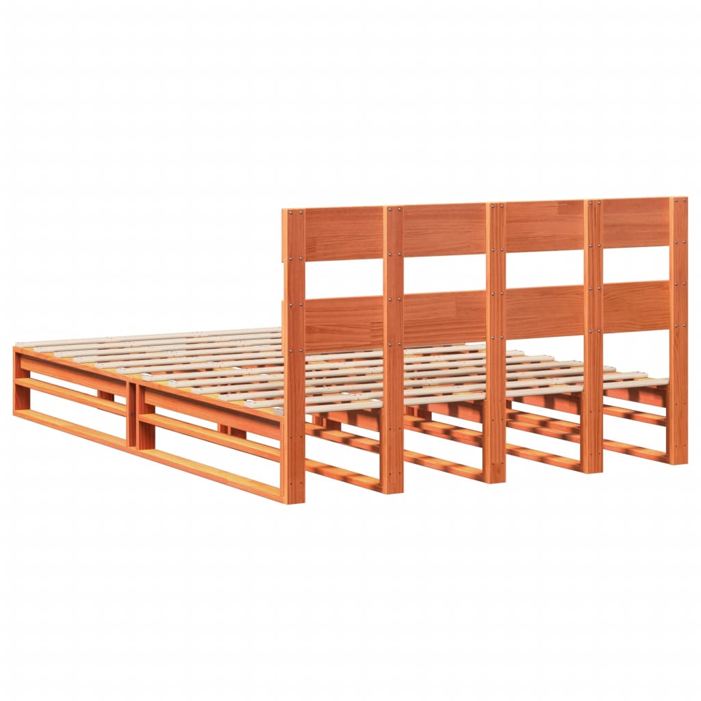 Letto senza Materasso Marrone Cera 135x190 cm in Legno di Pino | homemem39