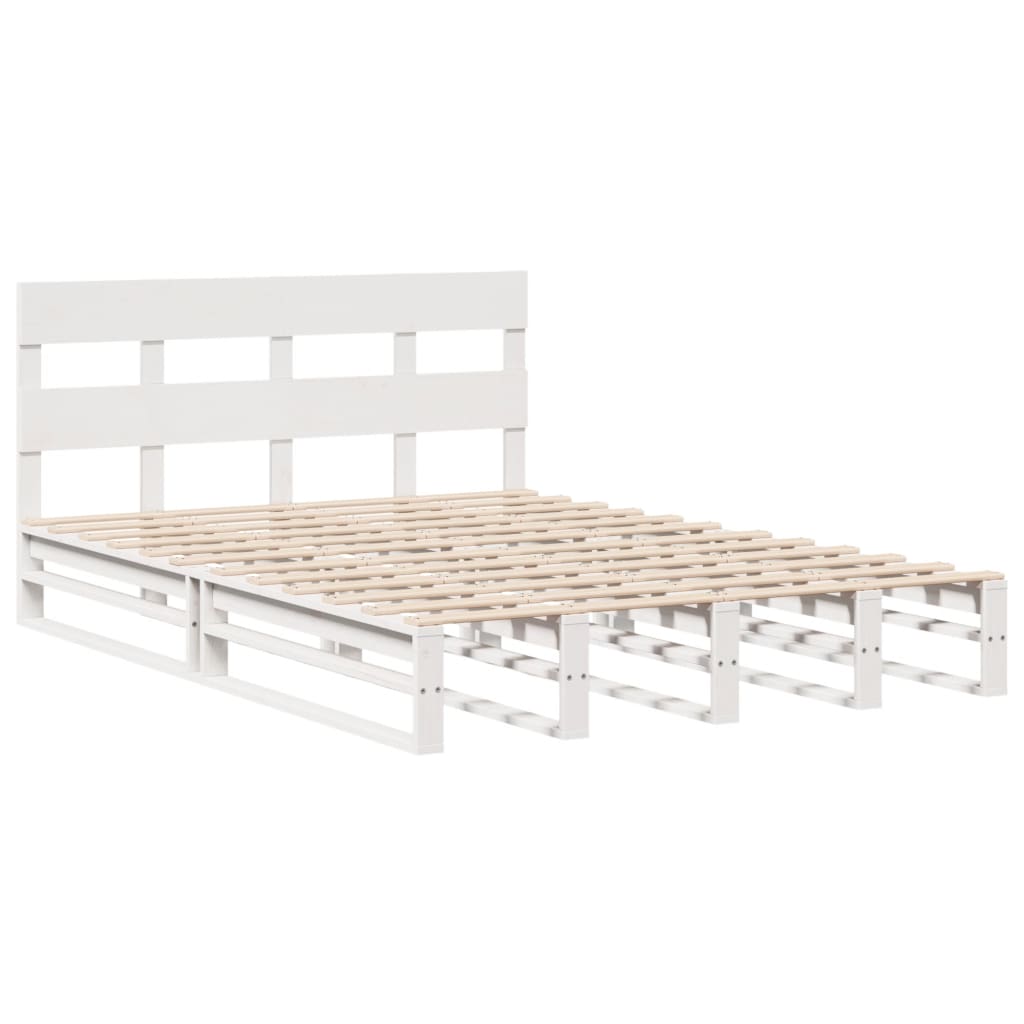 Letto senza Materasso Bianco 140x190 cm Legno Massello di Pino | homemem39