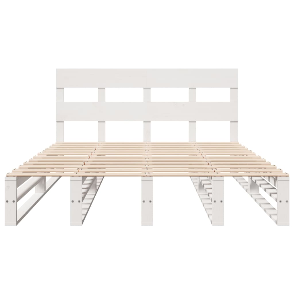 Letto senza Materasso Bianco 140x190 cm Legno Massello di Pino | homemem39