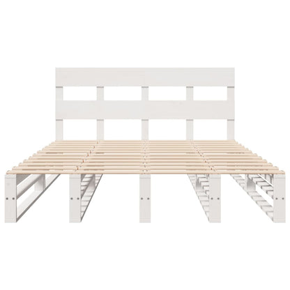 Letto senza Materasso Bianco 140x190 cm Legno Massello di Pino | homemem39