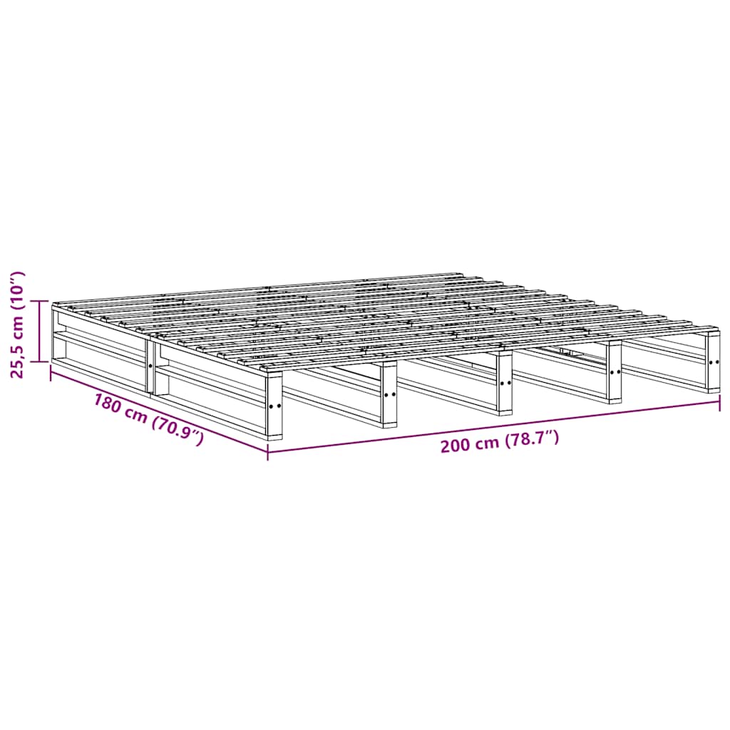 Letto senza Materasso Bianco 180x200 cm Legno Massello di Pino | homemem39