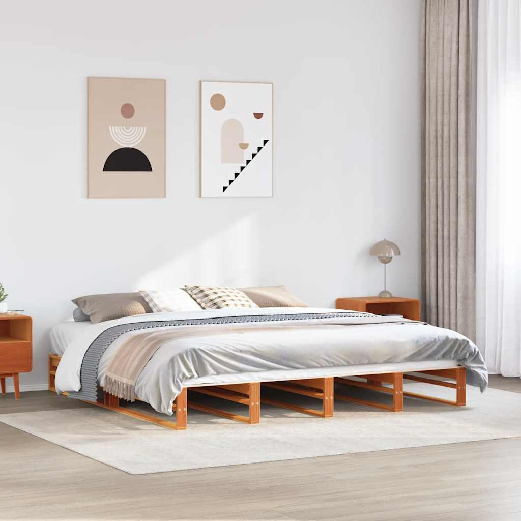 Letto senza Materasso Marrone Cera 180x200 cm in Legno di Pino - homemem39