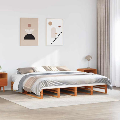 Letto senza Materasso Marrone Cera 180x200 cm in Legno di Pino - homemem39