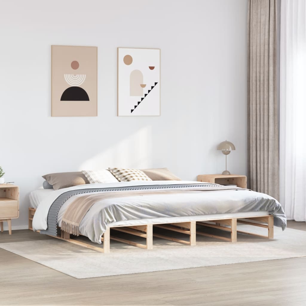 Letto senza Materasso 200x200 cm in Legno Massello di Pino