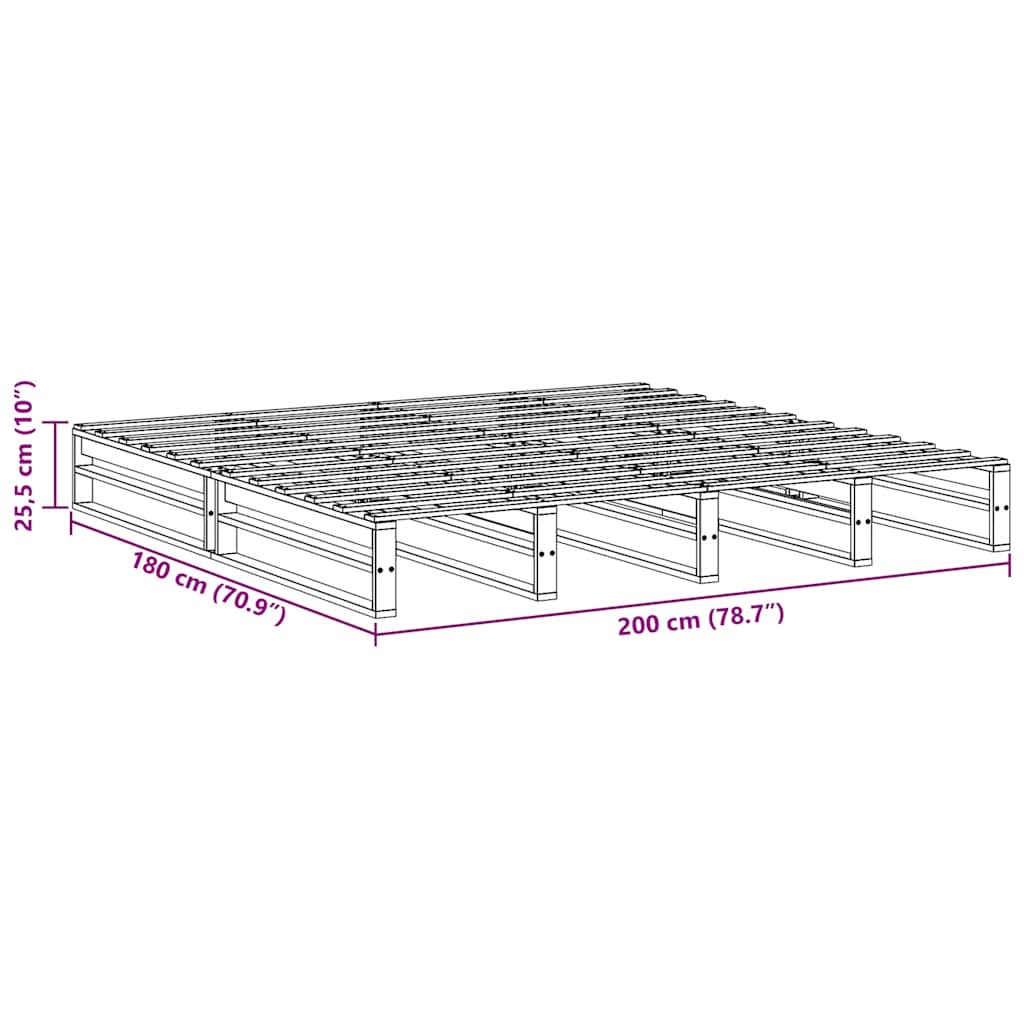 Letto senza Materasso Marrone Cera 200x200 cm in Legno di Pino | homemem39