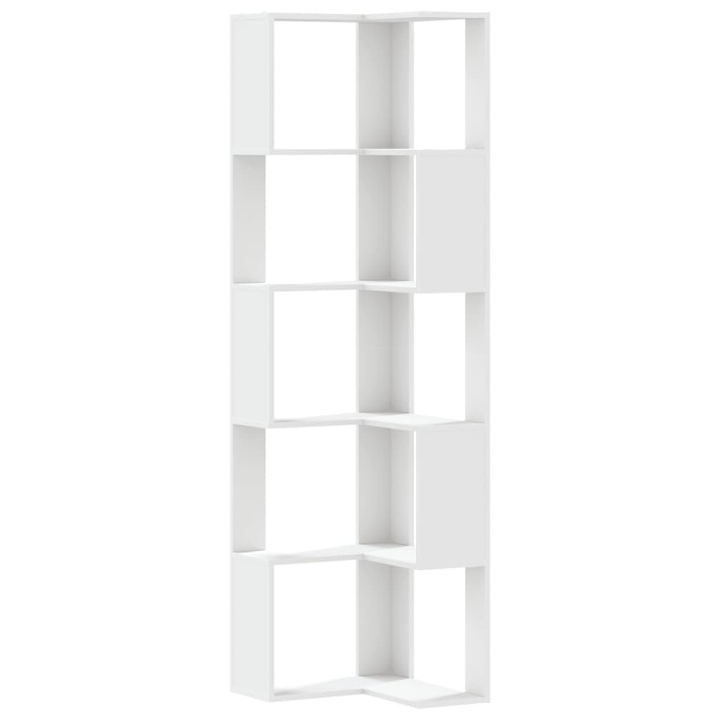 Libreria Angolare 5Ripiani Bianca 50x50x179cm Legno Multistrato | homemem39