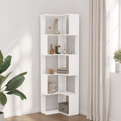 Libreria Angolare 5Ripiani Bianca 50x50x179cm Legno Multistrato | homemem39