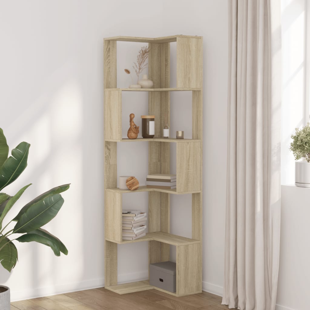 Libreria Angolare 5Ripiani Rovere Sonoma 50x50x179 cm Legno | homemem39