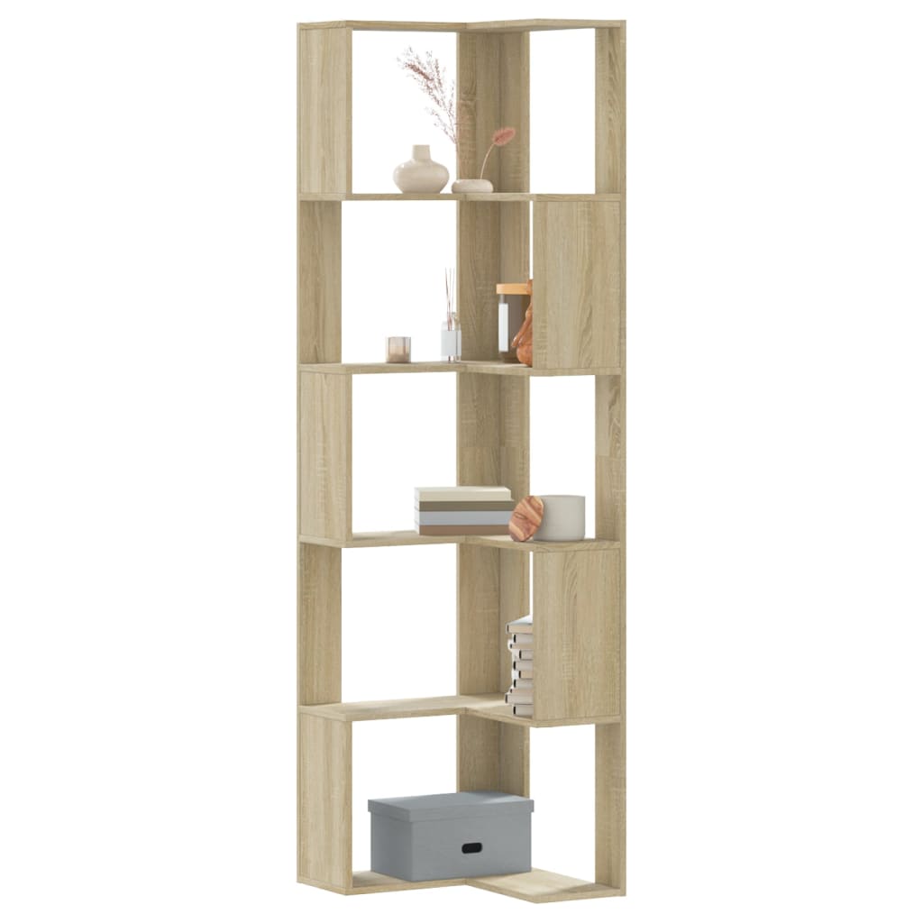 Libreria Angolare 5Ripiani Rovere Sonoma 50x50x179 cm Legno | homemem39