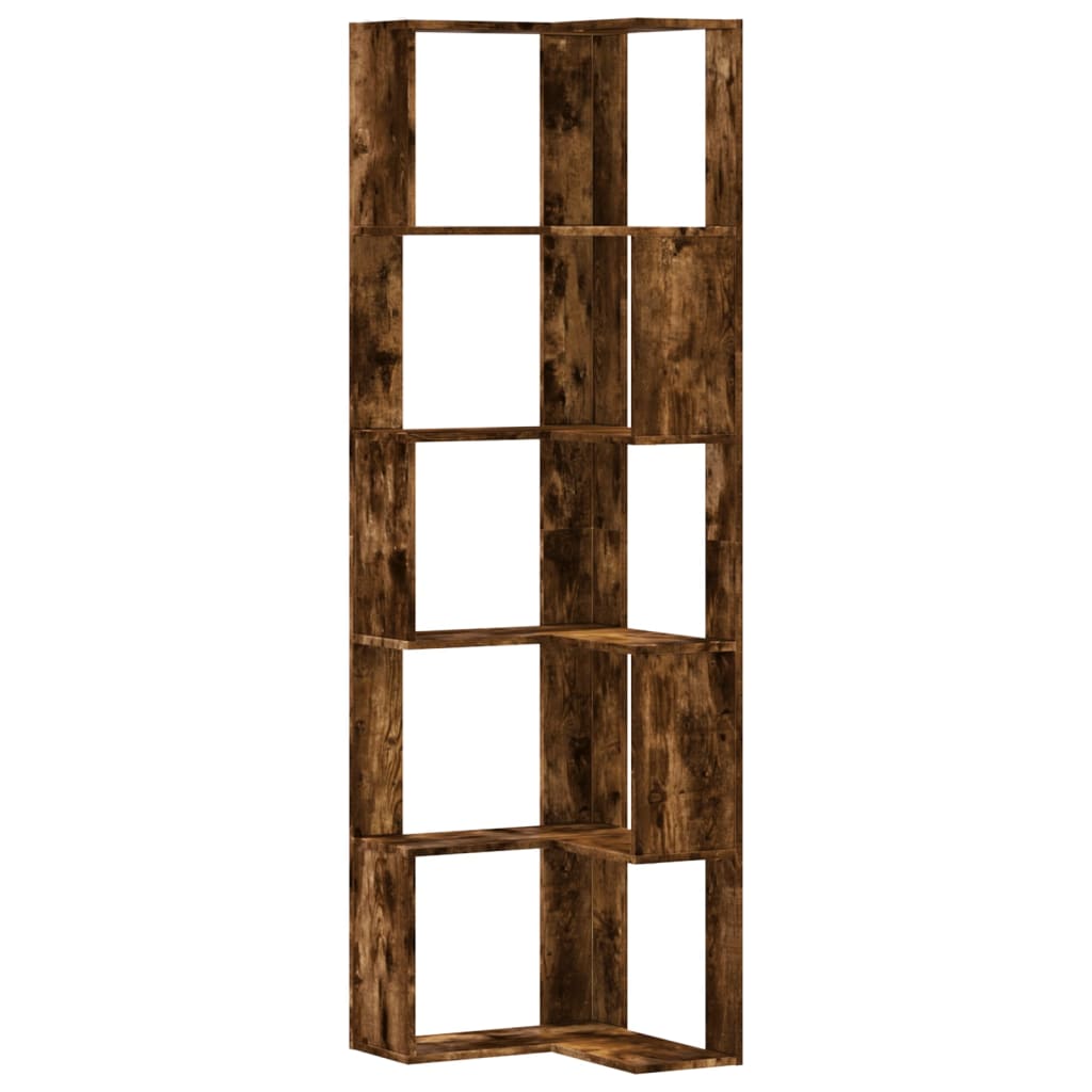 Libreria Angolare 5Ripiani Rovere Fumo 50x50x179 cm Multistrato | homemem39