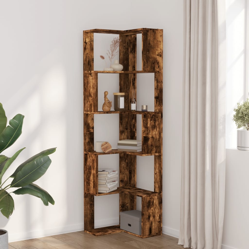 Libreria Angolare 5Ripiani Rovere Fumo 50x50x179 cm Multistrato | homemem39