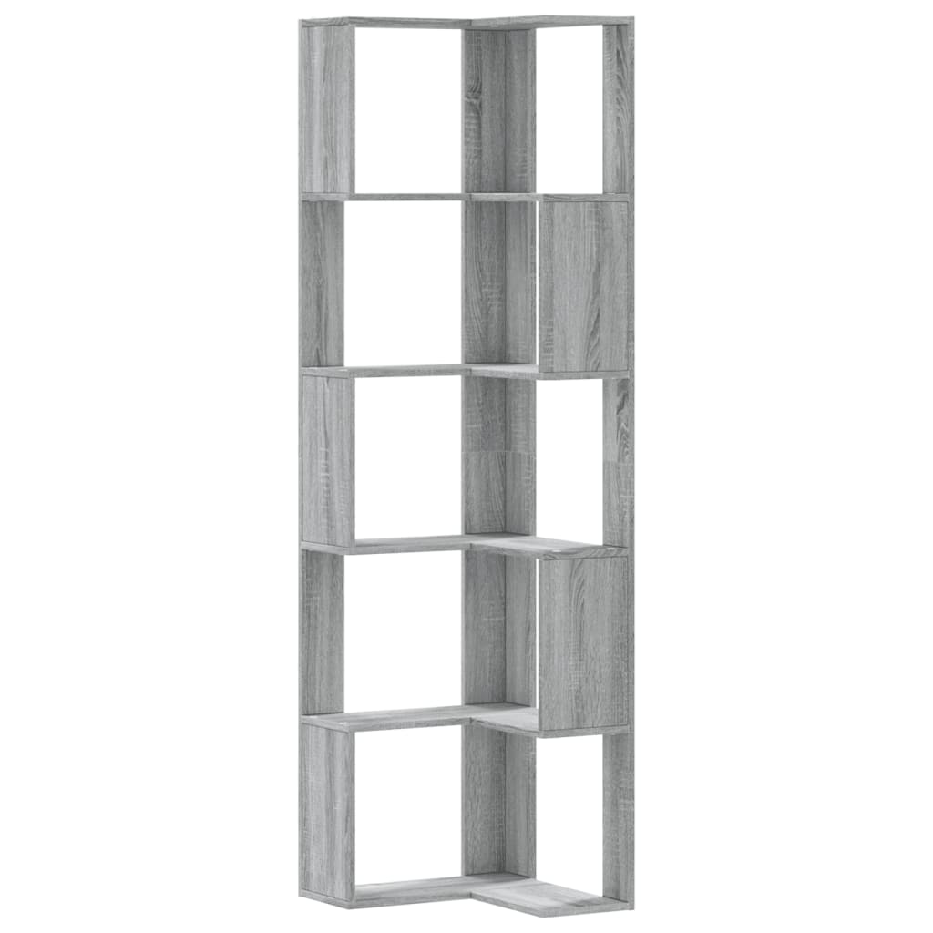 Libreria Angolare 5Ripiani Grigio Sonoma 50x50x179 cm Legno | homemem39