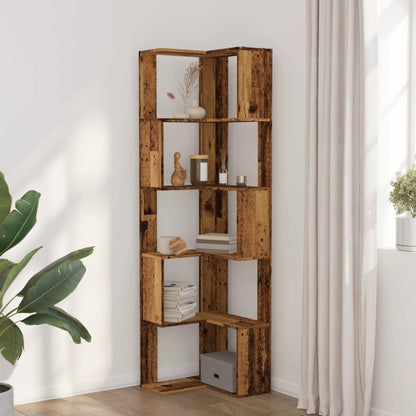 Libreria Angolare 5Ripiani Legno Vecchio 50x50x179 cm Legno | homemem39