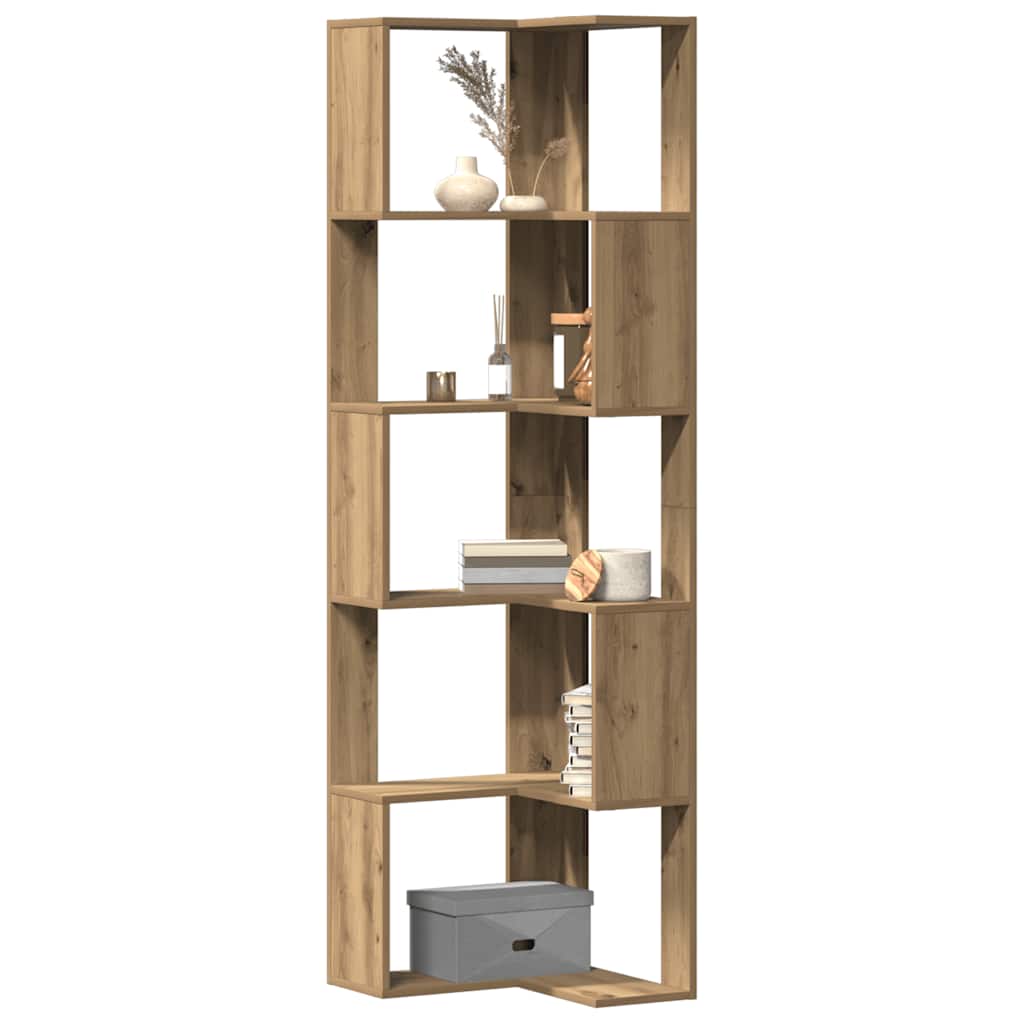 Libreria Angolare 5Ripiani Rovere Artigianale 50x50x179cm Legno | homemem39