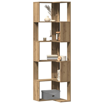 Libreria Angolare 5Ripiani Rovere Artigianale 50x50x179cm Legno | homemem39