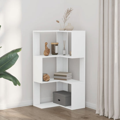 Libreria Angolare 3Ripiani Bianca 50x50x102cm Legno Multistrato | homemem39