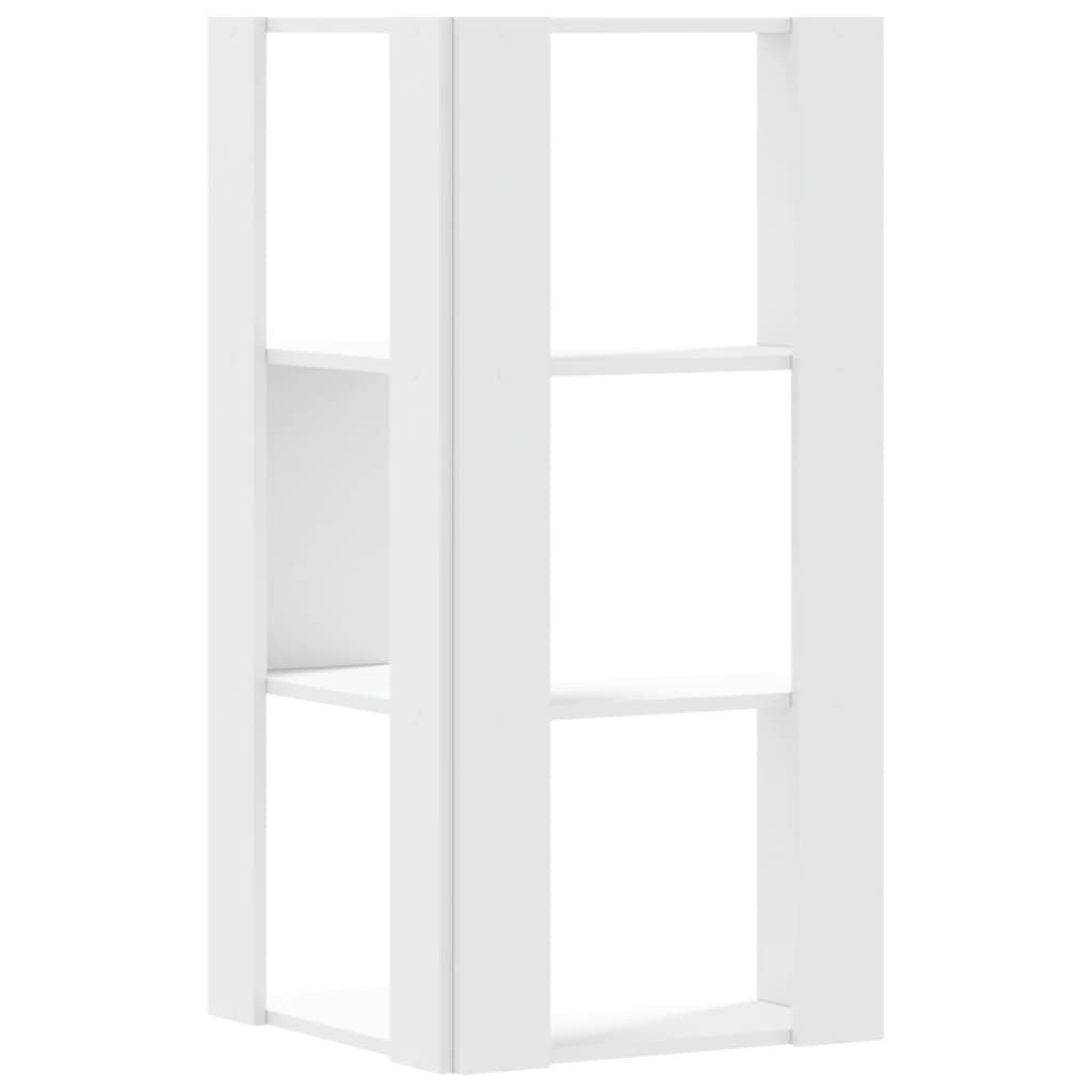 Libreria Angolare 3Ripiani Bianca 50x50x102cm Legno Multistrato | homemem39
