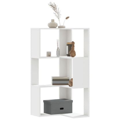 Libreria Angolare 3Ripiani Bianca 50x50x102cm Legno Multistrato | homemem39
