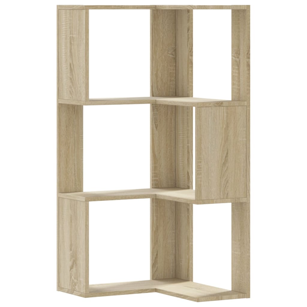 Libreria Angolare 3 Ripiani Rovere Sonoma 50x50x102 cm Legno | homemem39