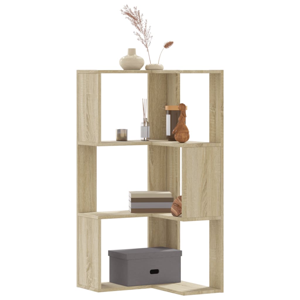 Libreria Angolare 3 Ripiani Rovere Sonoma 50x50x102 cm Legno | homemem39