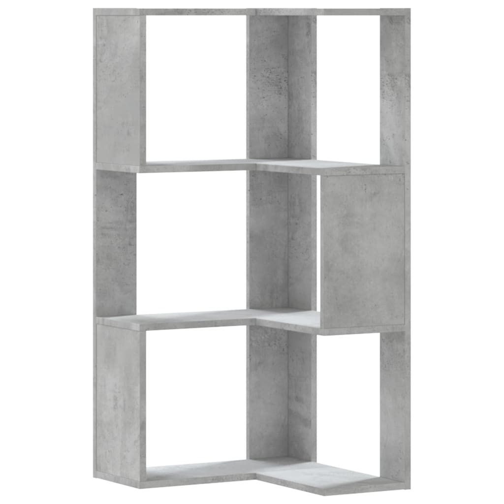 Libreria Angolare 3 Ripiani Grigio Cemento 50x50x102 cm Legno | homemem39