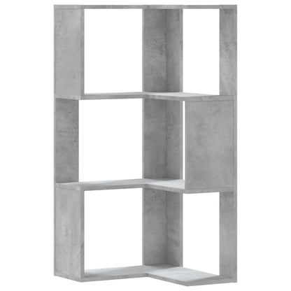 Libreria Angolare 3 Ripiani Grigio Cemento 50x50x102 cm Legno | homemem39
