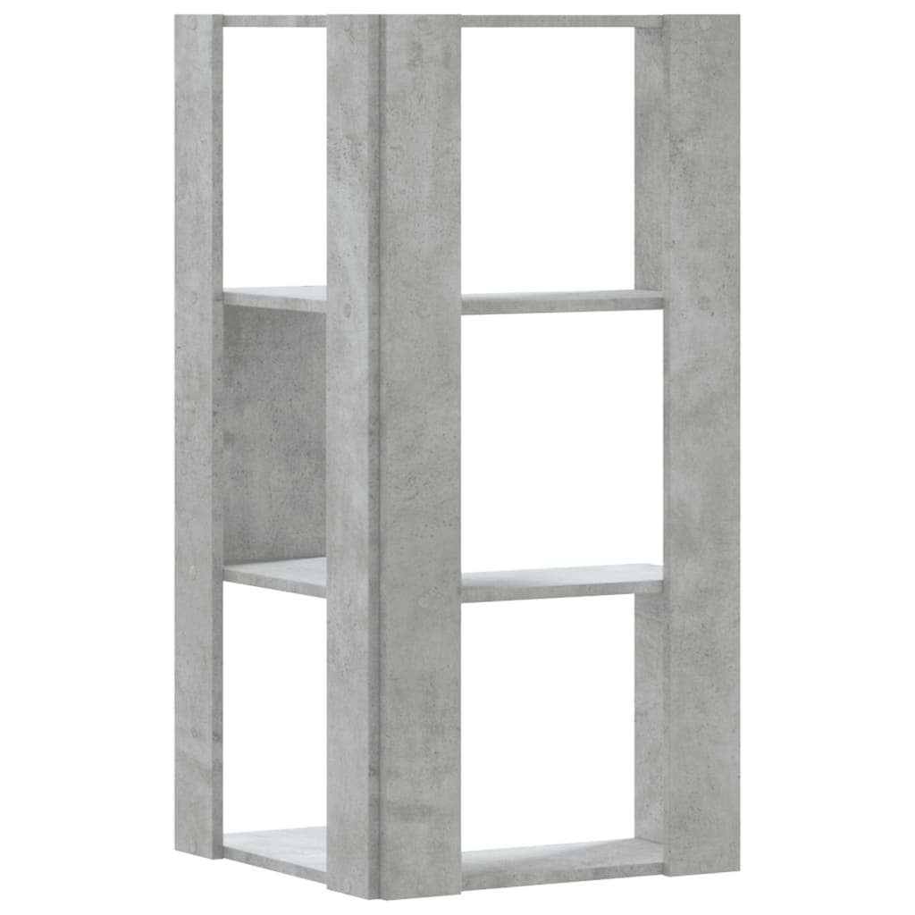 Libreria Angolare 3 Ripiani Grigio Cemento 50x50x102 cm Legno