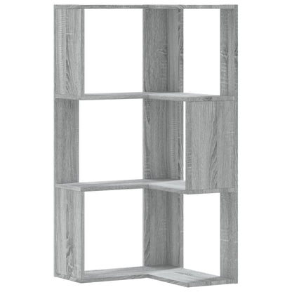 Libreria Angolare 3 Ripiani Grigio Sonoma 50x50x102 cm Legno | homemem39