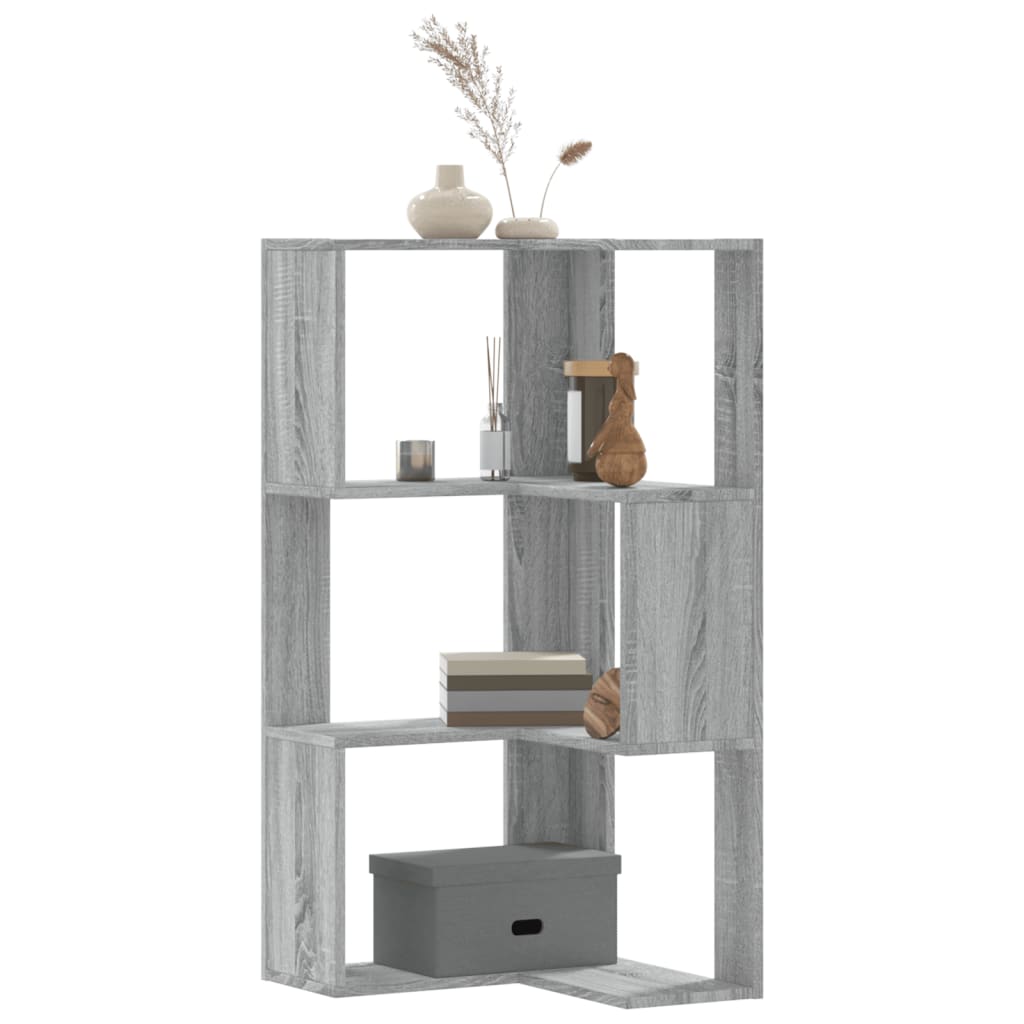 Libreria Angolare 3 Ripiani Grigio Sonoma 50x50x102 cm Legno | homemem39