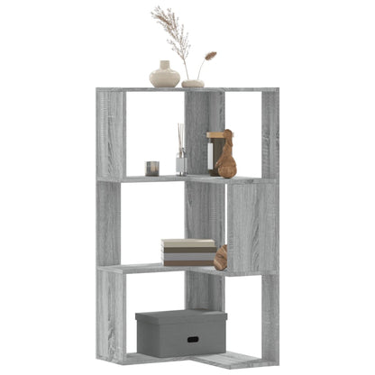 Libreria Angolare 3 Ripiani Grigio Sonoma 50x50x102 cm Legno | homemem39