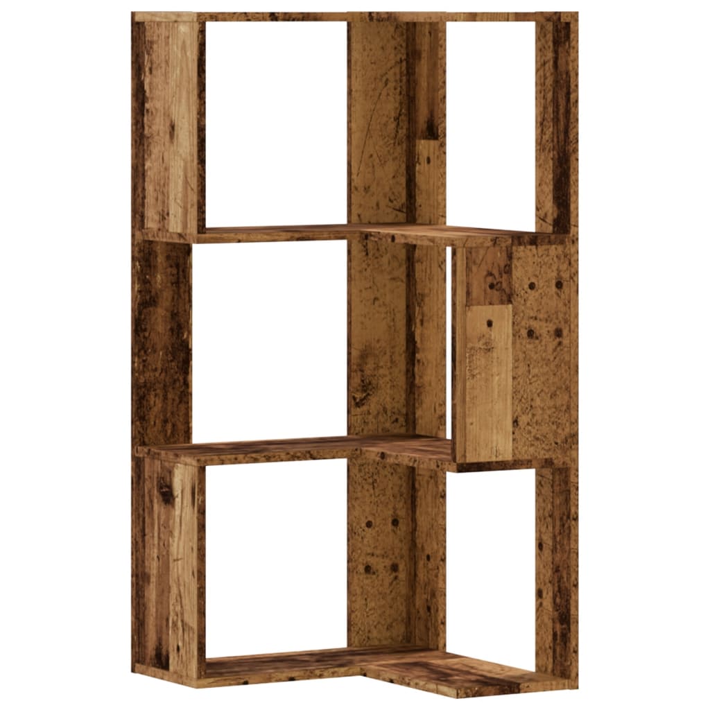 Libreria Angolare 3 Ripiani Legno Vecchio 50x50x102 cm Legno | homemem39