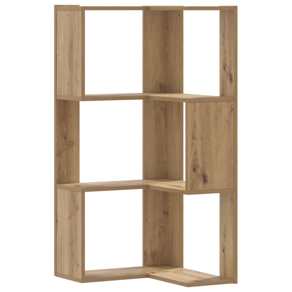 Libreria Angolare 3Ripiani Rovere Artigianale 50x50x102cm Legno