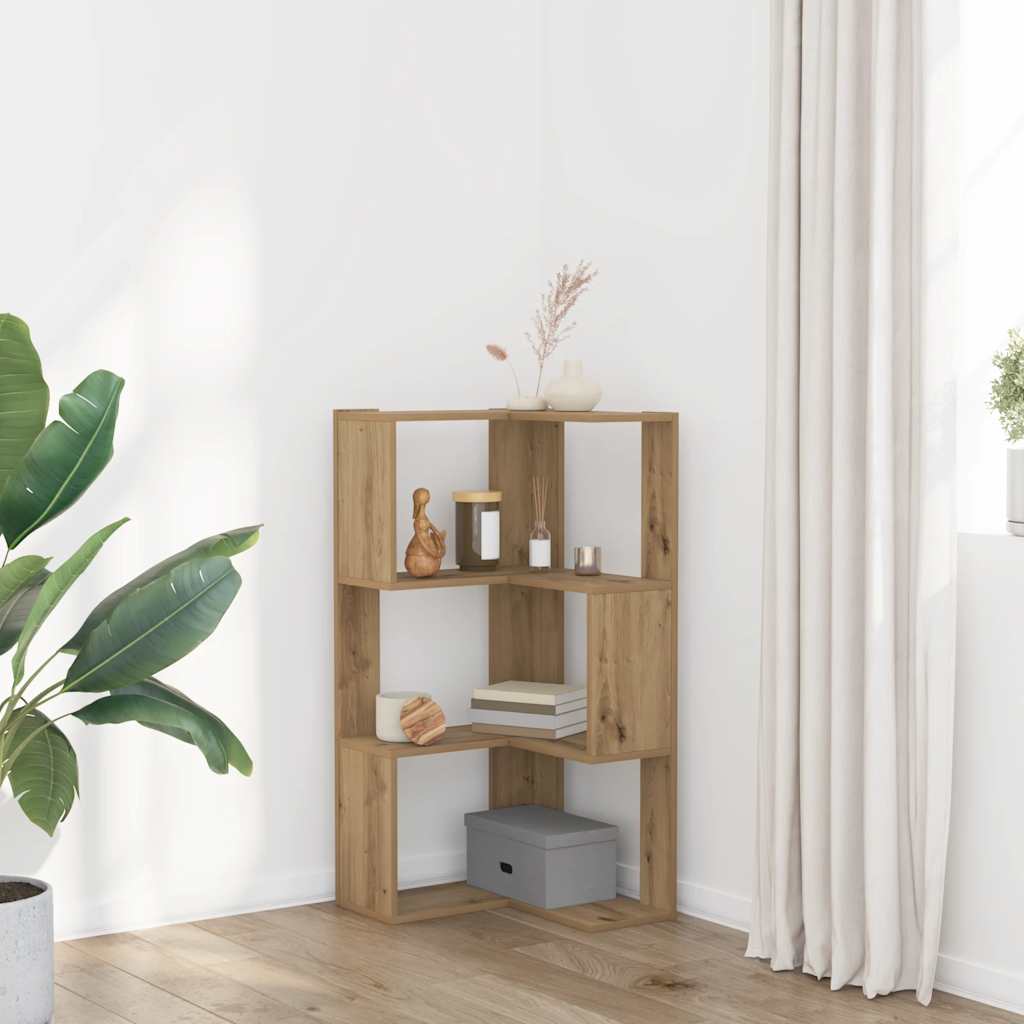 Libreria Angolare 3Ripiani Rovere Artigianale 50x50x102cm Legno | homemem39